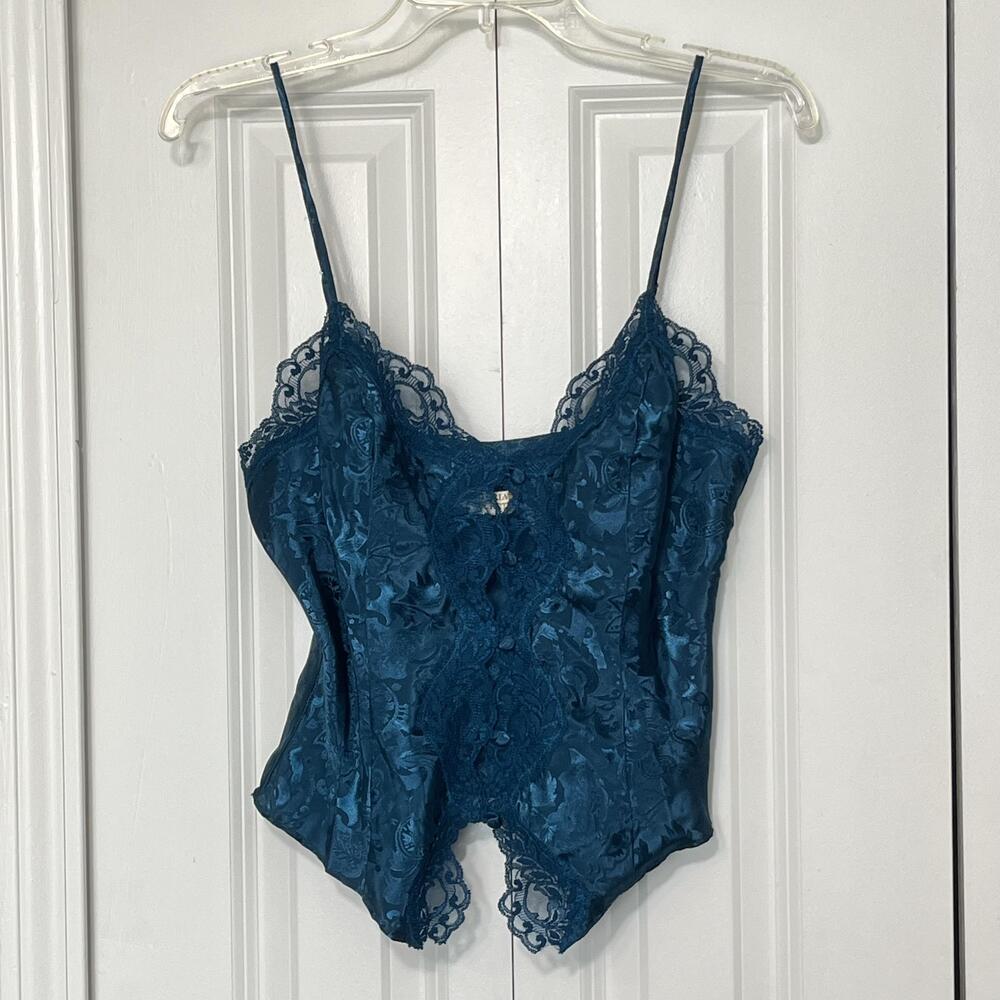Victoria's Secret Gold Label Vintage Camisole Tank Top Small Jacquard Lace Satin